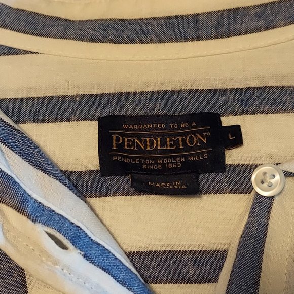 NWT Pendleton Blue & White Striped Women's Short Sleeve One Pocket Shirt - Large - Picture 6 of 10